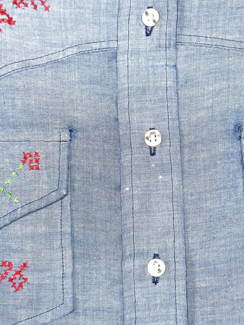 VTG Wrangler Chambray Embroidered Bicentennial Eagle 1776-1996 Button Shirt 36 - Picture 15 of 15
